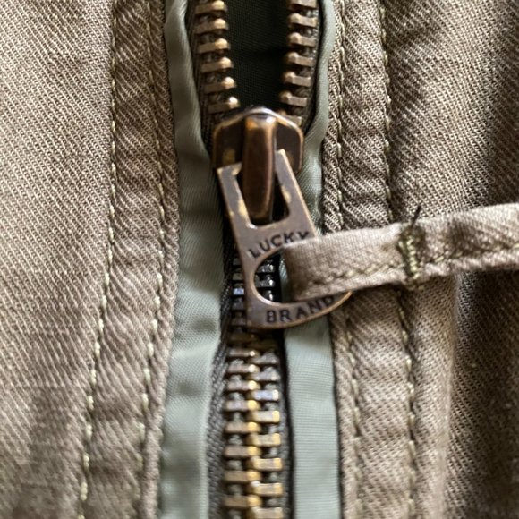 Lucky Brand Zip-up Utility Military Bomber Jacket Two Tone Army Green Sz Large - Picture 8 of 11